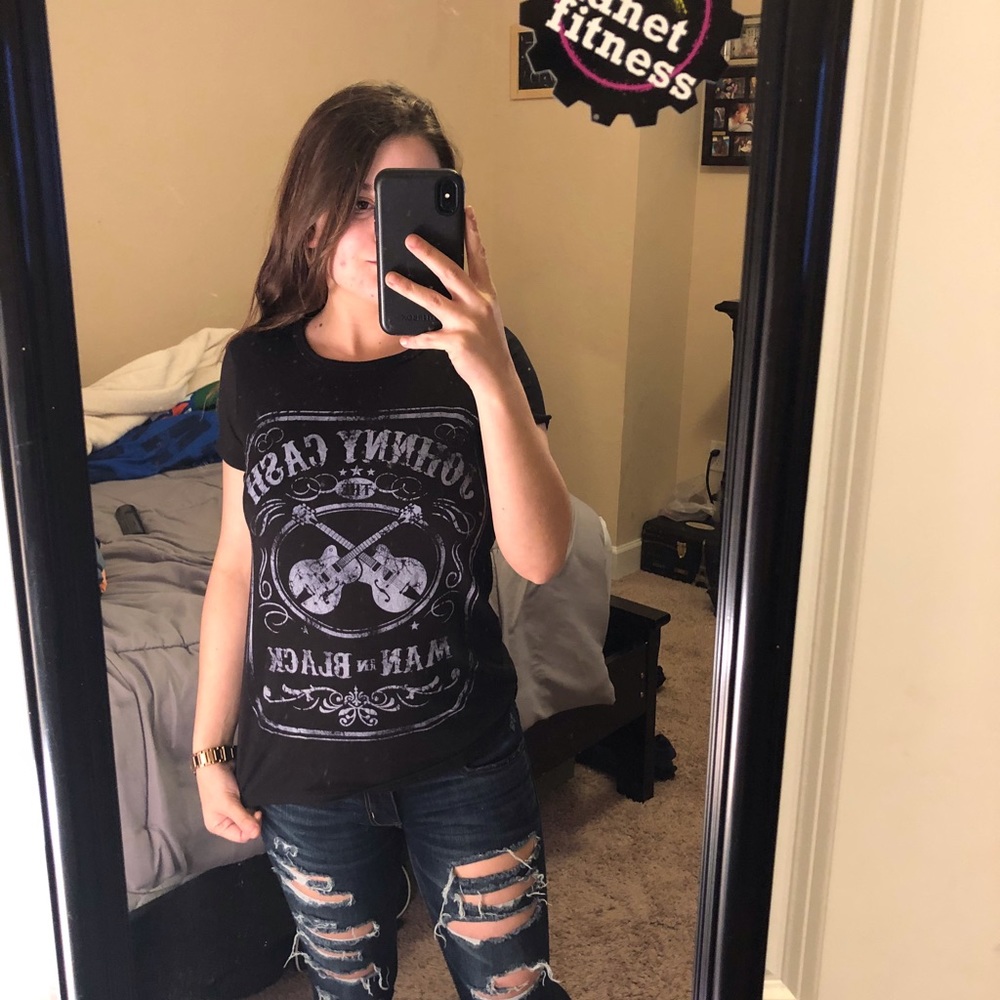 women’s black johnny cash shirt